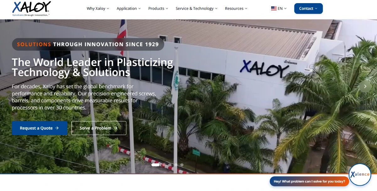 Supplied screenshot of the redesigned industrial manufacturing website